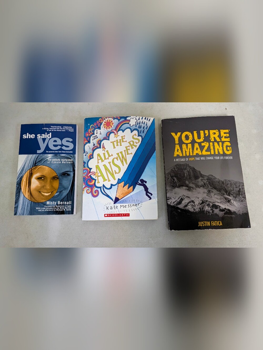 3 Book Lot She Said Yes Kate Messner All The Answers You're Amazing PB